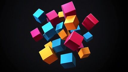 Wall Mural - dynamic abstract 3d geometric cubes featuring vibrant colors and shadow effects image