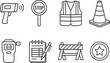 © Іван Ніколов - Traffic police equipment silhouette icons set – safety, enforcement, road control symbols
