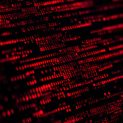 a red background with a black and white grid of numbers