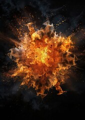 Wall Mural - fire explosion at the centre backgrounds nebula black background.