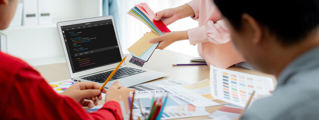 Software development programming on computer screen for brisk application and program coding