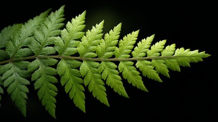 Aufkleber - Captivating fern frond showcases vibrant green leaves against a dark backdrop, providing ample copy space. Ideal for nature-inspired projects and designs