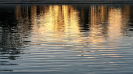 Aufkleber - Soft ripples dance across the pond as golden sunlight paints the water, creating shimmering reflections that evoke tranquility and harmony at sunset