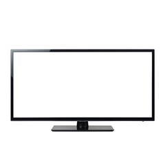 Wall Mural - Television with blank screen isolated on white background. mockup for advertising.