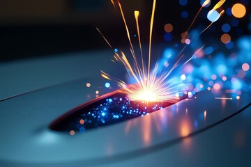 Wall Mural - close computer mouse sparks coming