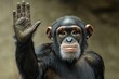 © Iftikhar alam - Chimpanzee raises hand in a detailed closeup during playful interaction in natural habitat, Chimpanzee raising hand, detailed closeup