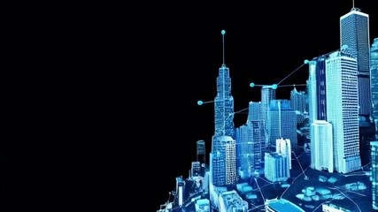 Wall Mural - a cityscape with a lot of buildings and a lot of lines connecting them