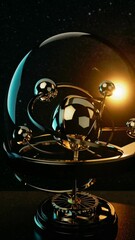 Wall Mural - a glass sphere with four balls inside of it
