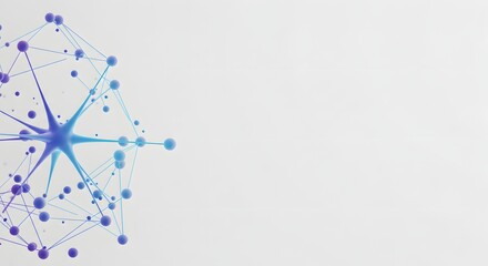 Abstract network structure with connected spheres on a white background
