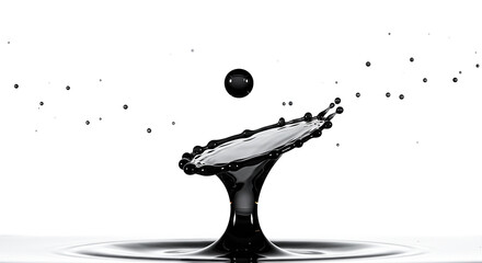 Leinwandbilder - Black drop splashing in liquid creating a crown shape with droplets
