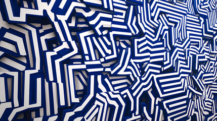 Wall Mural - Abstract blue and white geometric maze pattern design in [Whispering Machines] | Static Ghost | lost pattern. Illustration