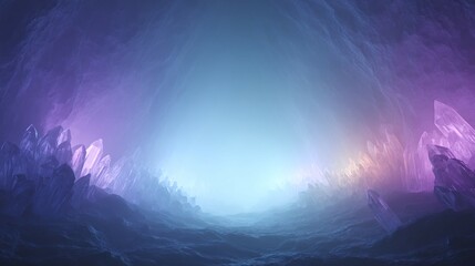 Wall Mural - Abstract cave or tunnel with blue and purple light illuminating the scene.
