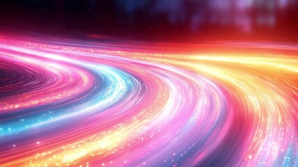 Fototapete - Vibrant Flow of Lights: Dynamic abstract art piece of luminous ribbons of light, winding and swirling with captivating colors of energy.
