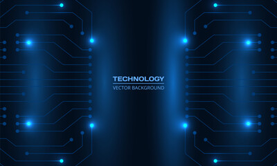 Wall Mural - abstract dark blue technology background with circuit line. futuristic network technical digital con