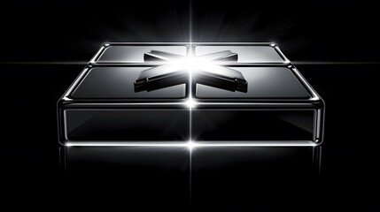 Wall Mural - Abstract Black Gift Box with Shining X Symbol, Modern Design, Luxury Present