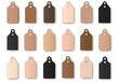 © Hasni - Assorted rectangular tags in various neutral tones.  Different shades of brown, beige, and black.  Textured and smooth finishes