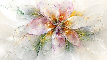 Wall Mural - Abstract Pastel Flower AI Art, Soft Floral Design, Whimsical Bloom Illustration