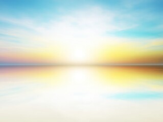 Wall Mural - Serene Sunrise Over Calm Water Reflecting Soft Pastels in the Morning Sky, Tranquil Landscape with Peaceful Atmosphere and Nature's Beauty