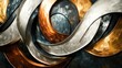 © ADI - Swirling metallic abstract art background silver copper gold texture design