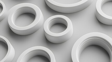 Wall Mural - Abstract White Rings Geometric Pattern Background