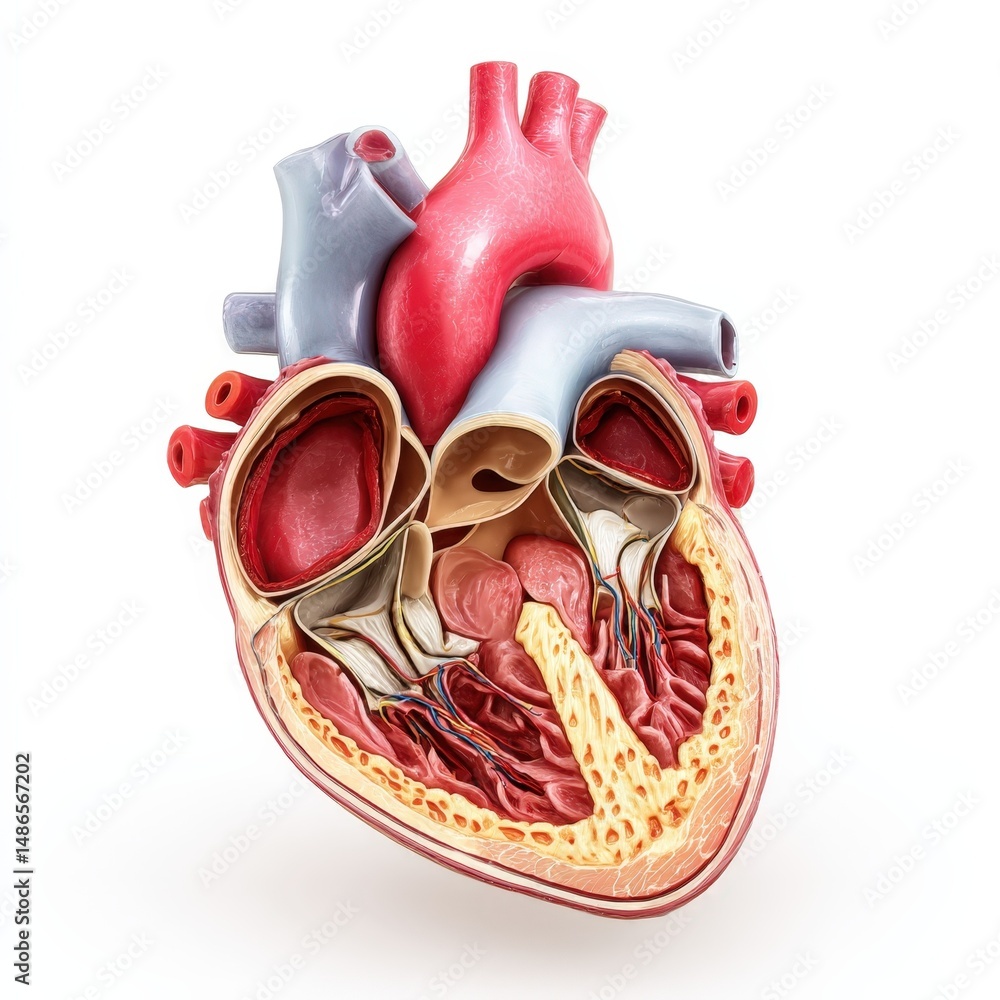 Human Heart Anatomy Model Detailed Internal Structure Cross Section ...