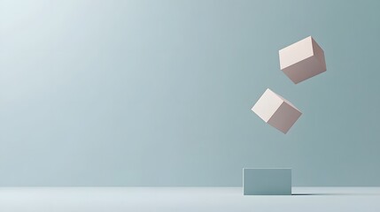 Wall Mural - Floating Cubes Abstract Minimalist Modern Art Background Design