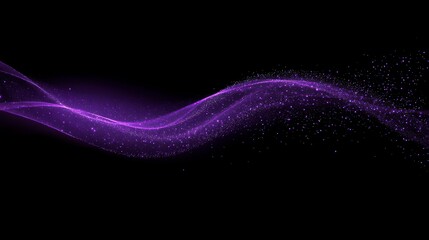 Aufkleber - Abstract purple wave of particles on black background.
