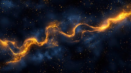 Wall Mural - Cosmic streams of golden energy in a dark nebula.