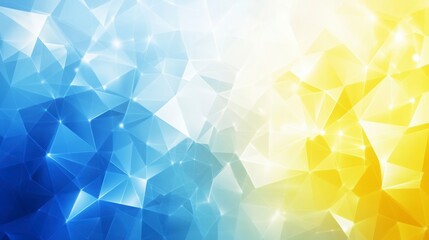 Poster - Abstract blue and yellow polygonal background with glowing light effects.