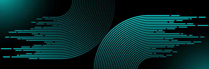 Canvas Print - dark abstract background with glowing lines. speed lines. motion lines design. digital technology fu