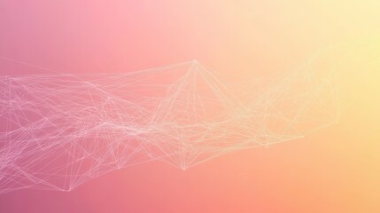 Poster - Abstract pink and yellow network background with interconnected nodes and lines.