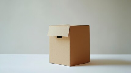 Poster - A closed, simple cardboard box on a white surface against a neutral background.