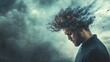 © RodolfoJesus - overwhelmed man, with a blank mind and a tornado in his head generative ai