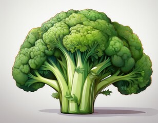 Wall Mural - colorful cartoon broccoli vegetables white background