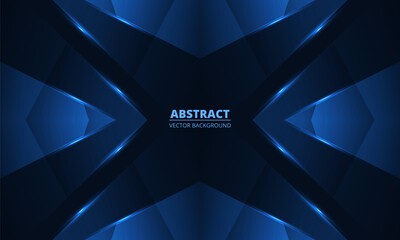 Aufkleber - Dark blue modern abstract background with glowing geometric angles arrows and lines. Vector illustration