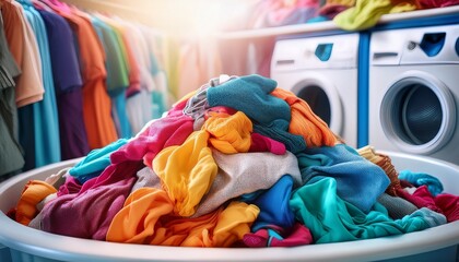 Wall Mural - colorful heap of synthetic textiles released during clothing wash