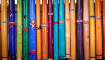 Wall Mural - colorful bamboo flutes for sale