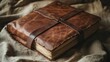 © ADI - Rustic brown leather journal vintage book aged texture handmade craft close up