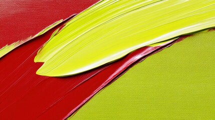 Wall Mural - Vibrant brushstrokes of red and yellow on canvas.