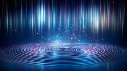 Wall Mural - Abstract Blue Water Ripples with Light Beams Background