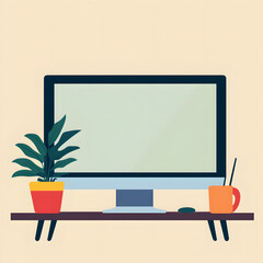 Wall Mural - Professional Computer Screen Back View Flat Vector Illustration for Presentations and Designs