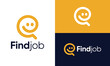 © Arunika_Dsgn - Find job logo design. Abstract smile people vector design with magnifying glass graphic icon symbol