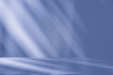 Leinwandbilder - Wall interior background, studio and backdrops show products. with soft light shadow from window color blue and white. background for text insertion and presentation of product	
