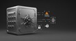 © diditlagi - Metal Safe With Security Icons On Dark Background