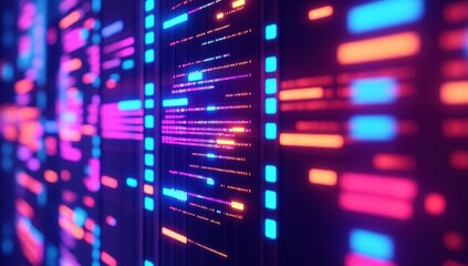 Wall Mural - Abstract digital data stream visualized with glowing lines and vibrant colors
