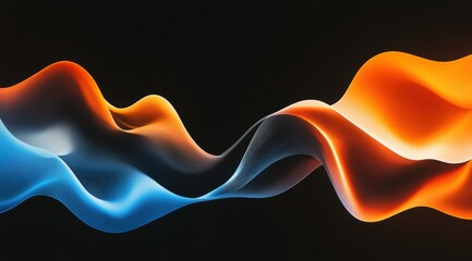 Wall Mural - Abstract flowing wave, cool blue to warm orange hues