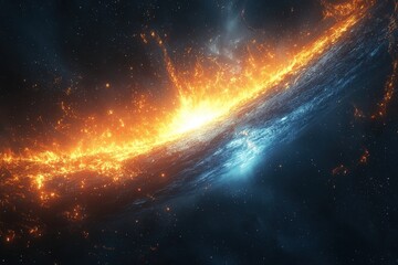 cosmic collision of fire and ice galaxies space stars galaxy nebula cosmic universe explosion collis