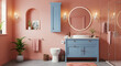 © Jenjira - bathroom,  interior design,  pastel, Stylish Pastel Pink and Blue Bathroom Interior Design