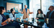 © CC2000/peopleimages.com - Business people, speech or meeting with presentation for corporate performance or statistics at office. Group, speaker or talking with employee or team for company data, review or growth at workplace