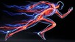 © ZeroOne - Dynamic Energy of a Running Skeleton: Speed and Strength in Motion Enhanced by Electrifying Effects